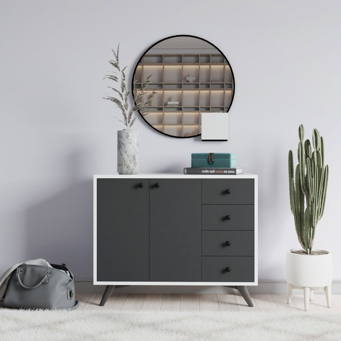 Hanah Home Armario Multiusos Blanco y Antracita - 100x82x35cm